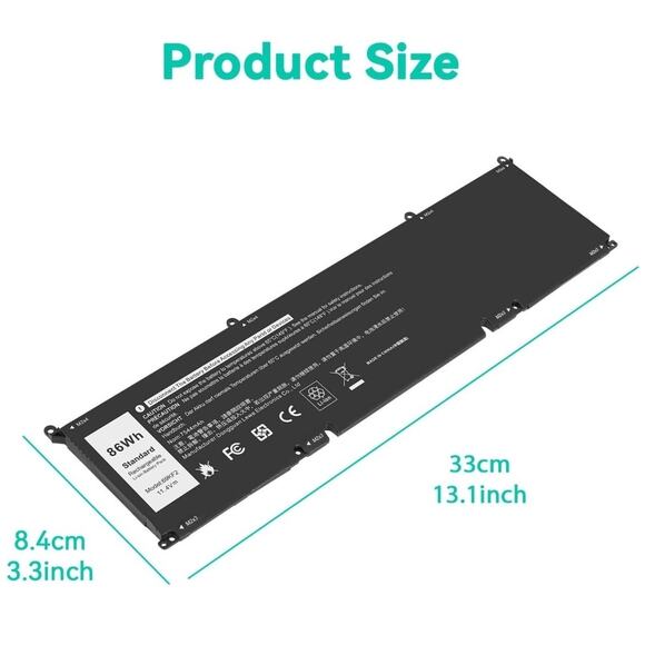 69KF2 Battery For Dell Alienware M15 M17 R3 XPS 15 9500 8FCTC 70N2F - Picture 5 of 9